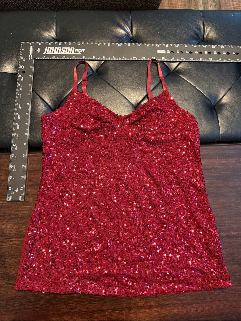 The Limited Red Sequin Spaghetti Strap Tank